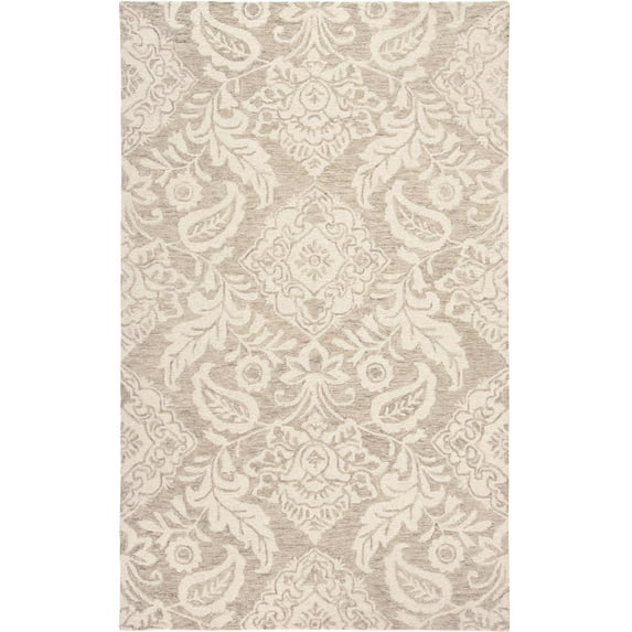 Natal Modern Floral Paisley Rug, Latte Tan/Ivory, 2ft x 3ft Accent Rug