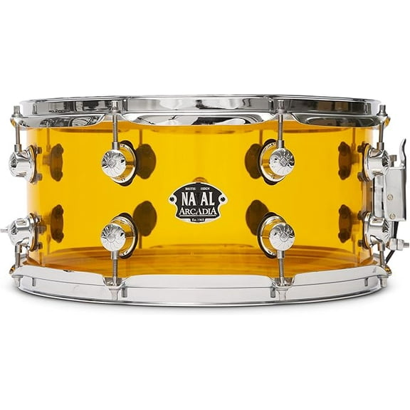 Natal S-AC-S455-ON1 Arcadia Series 14 Inch x 5.5 Inch Acrylic Snare Drum l Transparent Orange Finish