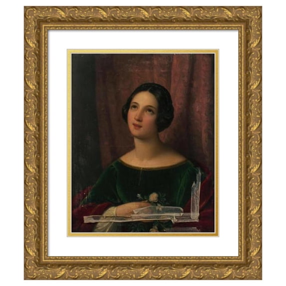 Natale Schiavone 12x14 Gold Ornate Wood Frame and Double Matted Museum Art Print Titled - Girls with Flowers