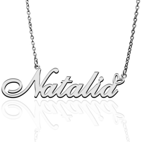 Natalia Custom Name Necklace Customized Personalized Plated Name Necklace for Mother Daughter Friendship Women Valentine's Day Christmas Birthday New Year Silver