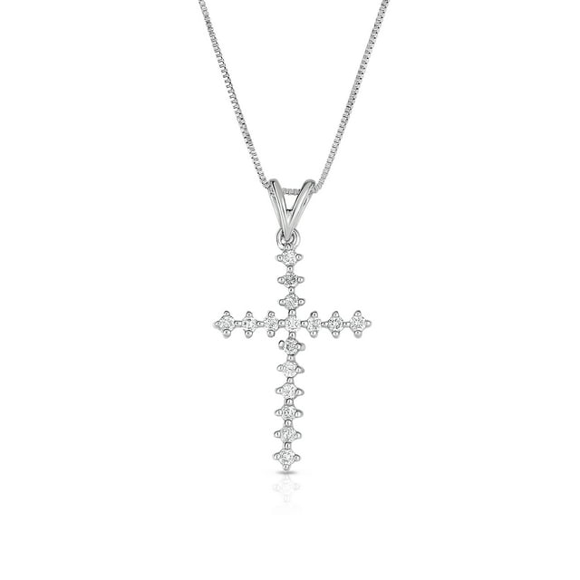 Natalia Drake 1/10 Cttw Diamond Cross Necklace in Sterling Silver Prong Set