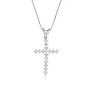 Natalia Drake 1/10 Cttw Diamond Cross Necklace for Women in Sterling Silver Prong Set