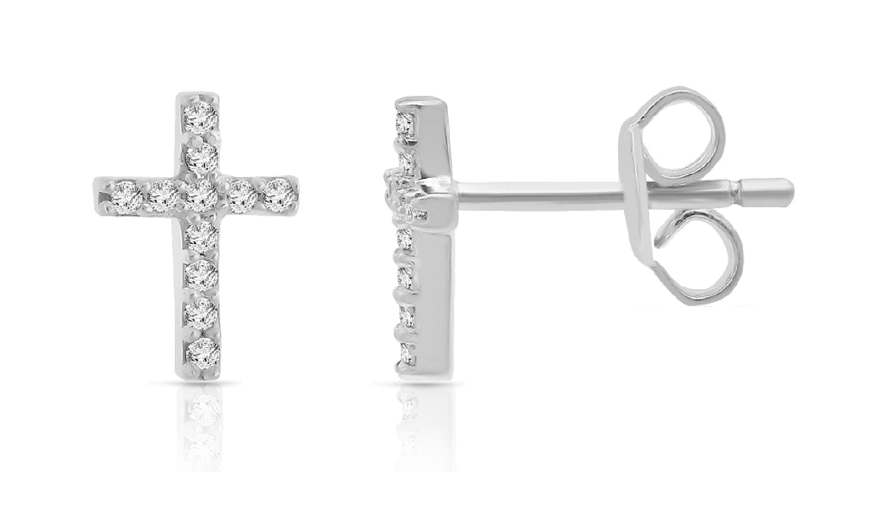 Natalia Drake 1/10 Cttw Diamond Cross Stud Earrings for Women in Sterling Silver