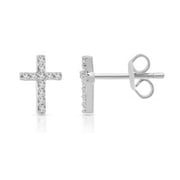 Natalia Drake 1/10 Cttw Diamond Cross Stud Earrings for Women in Sterling Silver