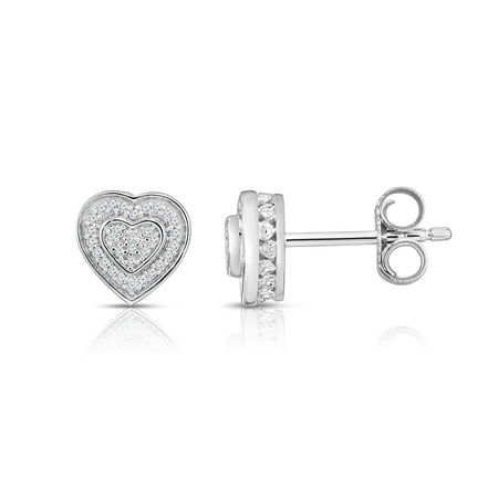 Natalia Drake 1/10 Cttw Diamond Heart Stud Earrings for Women in Sterling Silver