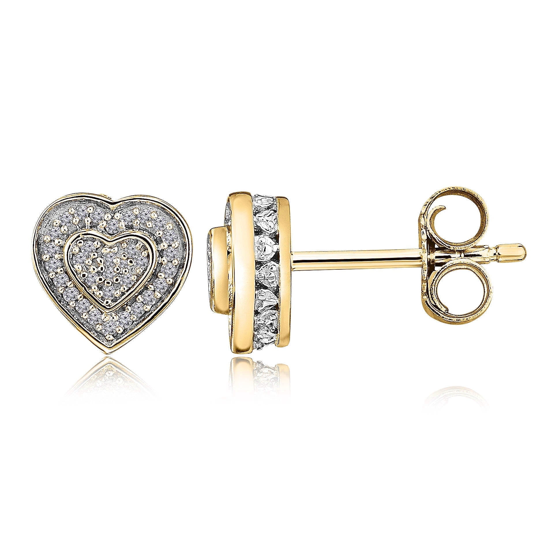 Natalia Drake 1/10 Cttw Diamond Heart Stud Earrings for Women in Sterling Silver (Color H-I / Clarity I2-I3)