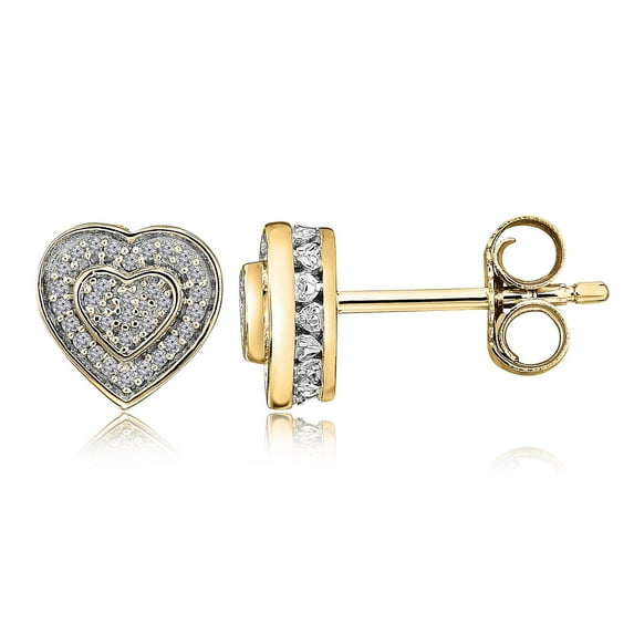 Natalia Drake 1/10 Cttw Diamond Heart Stud Earrings for Women in Sterling Silver (Color H-I / Clarity I2-I3)