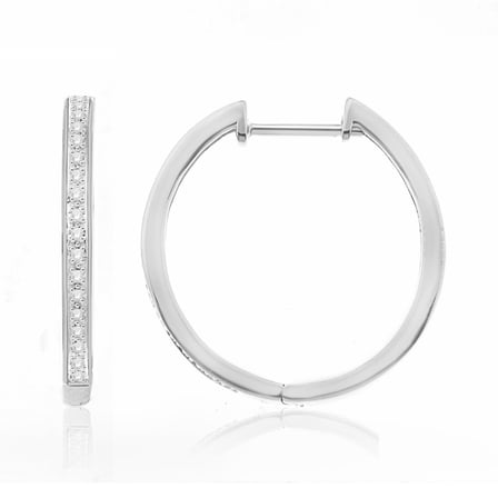 Natalia Drake 1/10 Cttw Diamond Hoop Gifts for Women in Rhodium Plated Sterling Silver