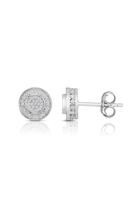 1/10 Cttw Diamond Stud Earrings for Women in Sterling Silver (Color H-I / Clarity I2-I3)