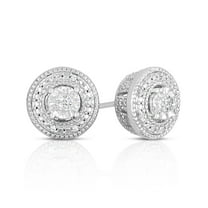 Natalia Drake 1/10 Cttw Diamond Vintage Round Stud Earrings in Rhodium Plated Sterling Silver for Women