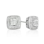 NATALIA DRAKE 1/10 Cttw Diamond Vintage Stud Earrings in Rhodium Plated Sterling Silver for Women (Color IJ / Clarity I2-I3)