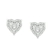 Natalia Drake 1/4 Cttw Diamond Halo Heart Stud Earrings in Rhodium Plated Sterling Silver (Color H-I / Clarity I1-I2)