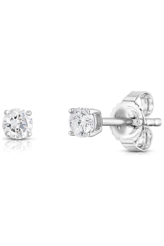 1/4 Cttw Genuine Diamond Stud Earrings for Women in 14K White Gold