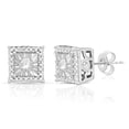 thumbnail image 1 of Natalia Drake 1/4 Cttw Square Halo Diamond Stud Earrings for Women in Rhodium Plated Sterling Silver (Color IJ / Clarity I2-I3), 1 of 6