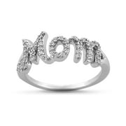 Natalia Drake 1/4 Cttw White Diamond Mom Ring for Women in Rhodium Plated Sterling Silver (Color H-I / Clarity I2-I3) Size 5
