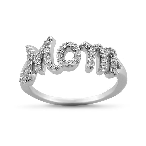 Natalia Drake 1/4 Cttw White Diamond Mom Ring for Women in Rhodium Plated Sterling Silver (Color H-I / Clarity I2-I3) Size 7