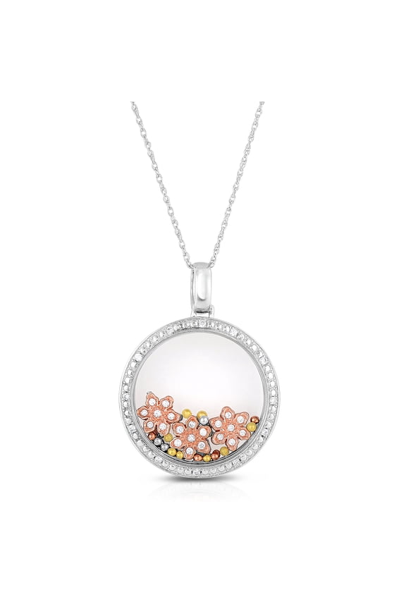 1/5 Cttw Diamond Movable Shaker Flower Necklace for Women in Sterling Silver