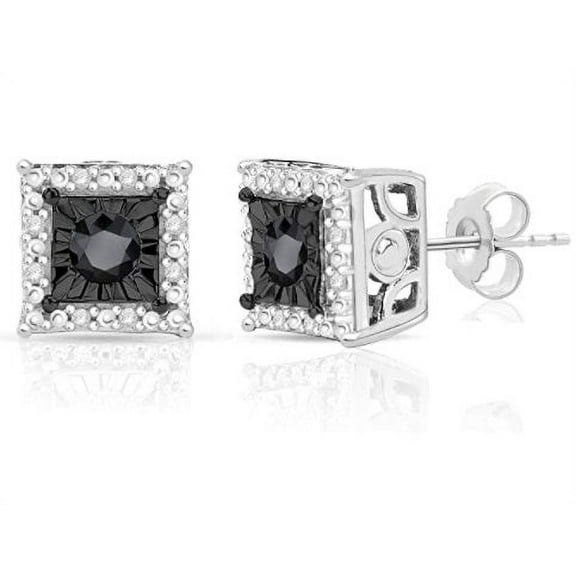 Natalia Drake 1 Cttw Black and White Diamond Stud Earrings in Sterling Silver
