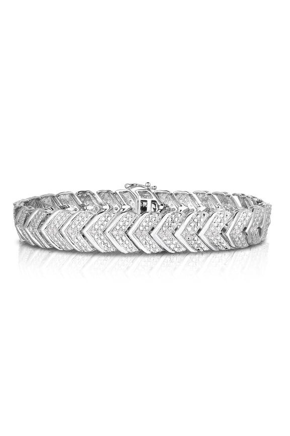 1 Cttw Diamond Chevron Bracelet in Sterling Silver