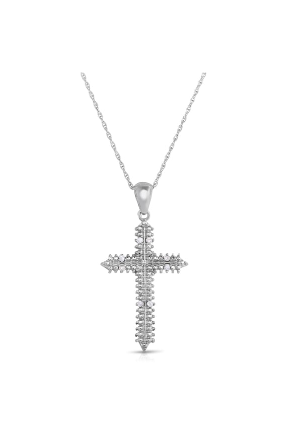 Diamond Accent Spike Cross Necklace for Women in Sterling Silver for Women