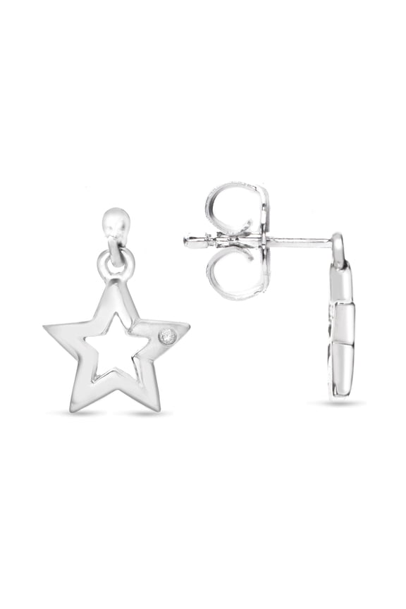 Diamond Accent Star Earrings in Sterling Silver