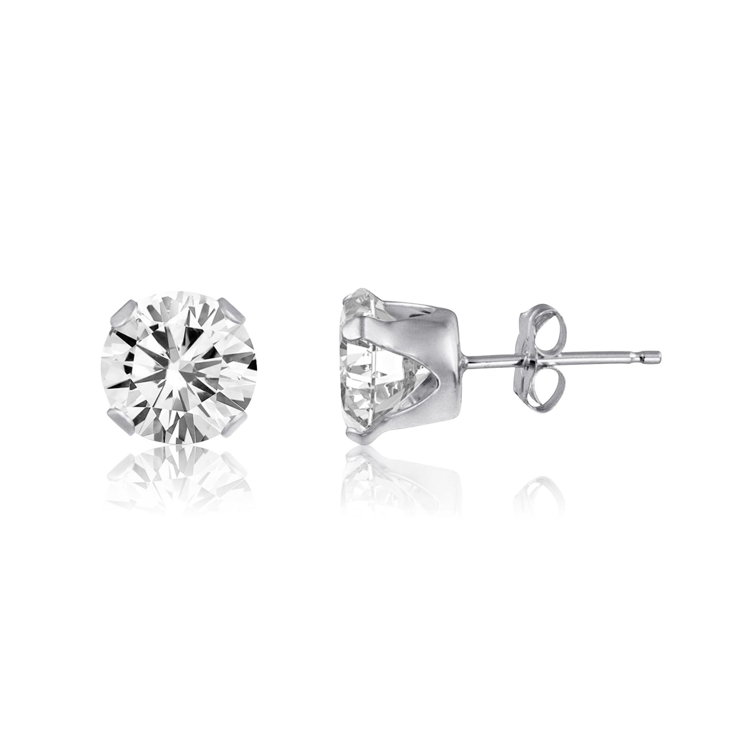 NATALIA DRAKE Genuine 2 Cttw White Topaz Stud Earrings in Rhodium Plated Sterling Silver