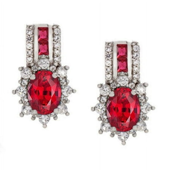Natalia Drake Oval Laboratory Created Ruby Earrings for Women in Sterling Silver