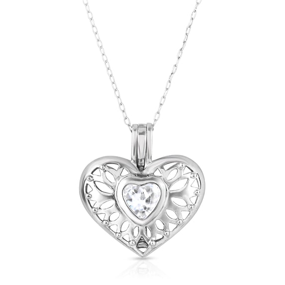 Natalia Drake Sterling Silver Antique Style Heart Necklace for Women with Interchangeable Cubic Zirconia Stones