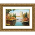 thumbnail image 1 of Natalia, Gusak 18x14 Gold Ornate Wood Framed with Double Matting Museum Art Print Titled - Oil forestlake IV, 1 of 4
