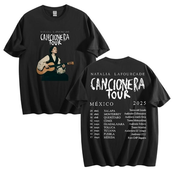 Natalia Lafourcade Cancionera Tour 2025 Cotton Tshirt Hip Hop Short Sleeve Casual Tops
