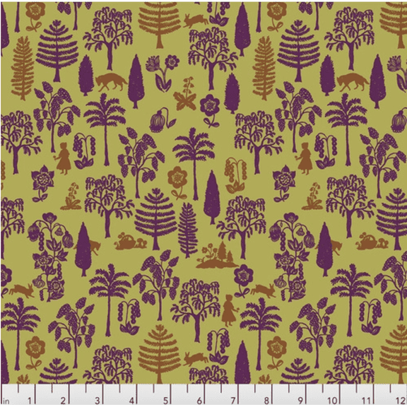 Natalie Lete Woodland Walk Nearby Wolf Olive Fabric By Yard