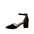 thumbnail image 1 of Nataly-01 Women's Pointed Toe Ankle Strap Buckle Chunky Low Heels Sandals Shoes ( Black Pat, 8.5), 1 of 3