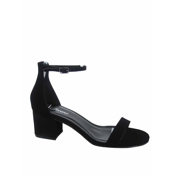 Nataly-06 Open Toe Ankle Strap Buckle Low Chunky Heels Causal Sandals Shoes ( Black, 10 )