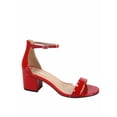 thumbnail image 1 of Nataly-06 Open Toe Ankle Strap Buckle Low Chunky Heels Causal Sandals Shoes ( Red, 9 ), 1 of 2