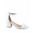 thumbnail image 1 of Nataly-06 Women's Sandals Ankle Strap Buckle Open Toe, Low Chunky Heel White, 7, 1 of 2