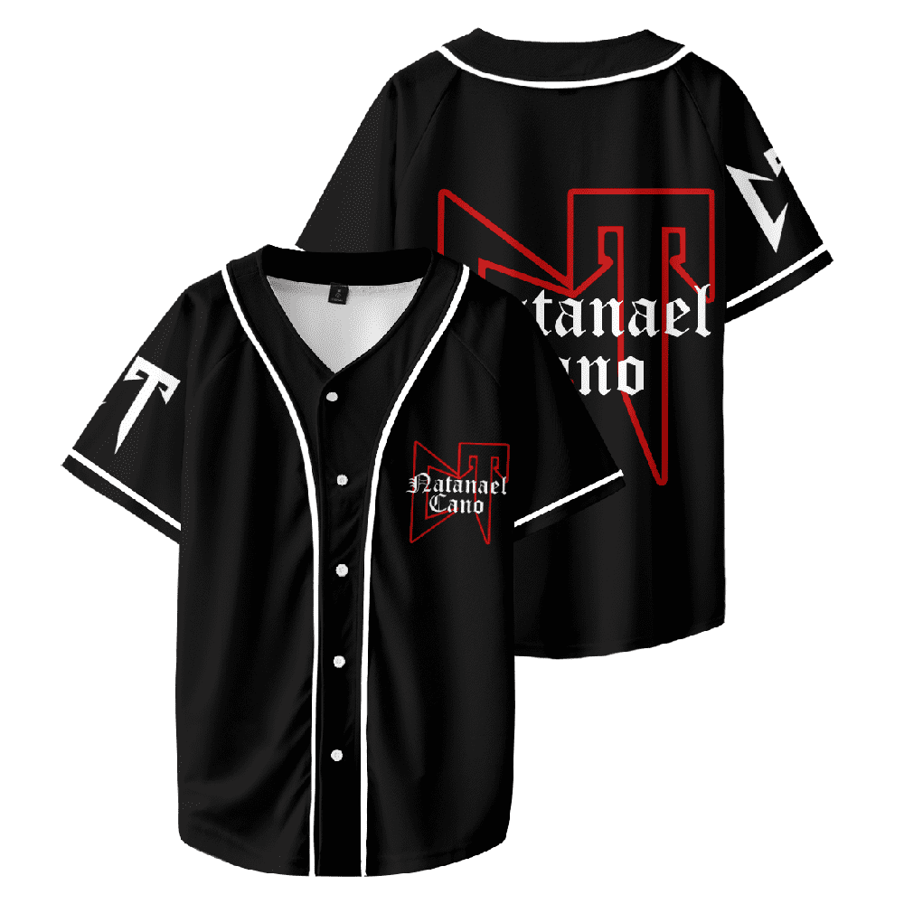 Natanael Cano Corridos Tumbados Merch CT Logo Baseball Jersey Shirt V-Neck  Short Sleeve Black Tee