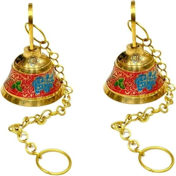 Nataraj Gallery Brass Hanging Bell, Christmas Decoration, 4-Inch