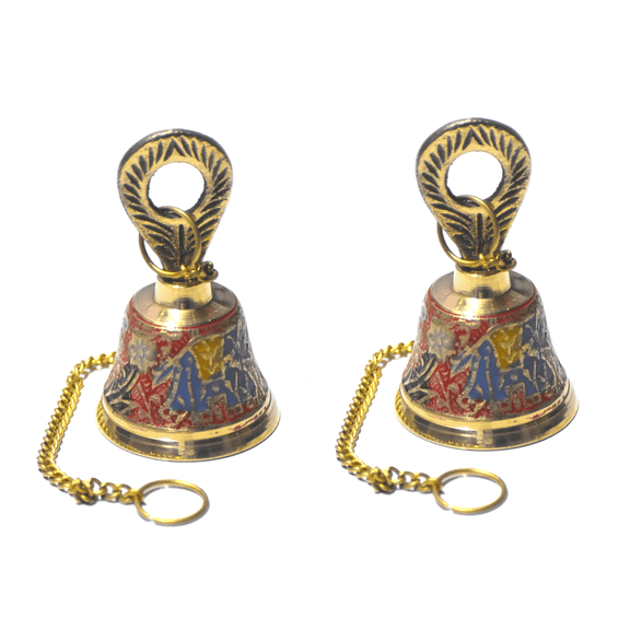 Nataraj Gallery Brass Hanging Bell-2, Christmas Decoration, 4-Inch