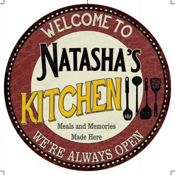 Natasha's Kitchen 12" Round Metal Sign Bar Game Room Wall Dco 200120040313