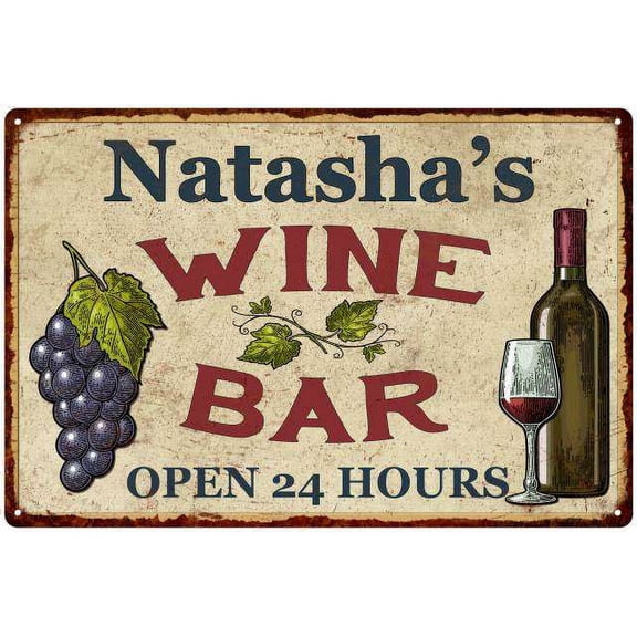 Natasha's Rustic Wine Bar Sign Wall Dcor Kitchen Gift 12x18 Metal 112180056725