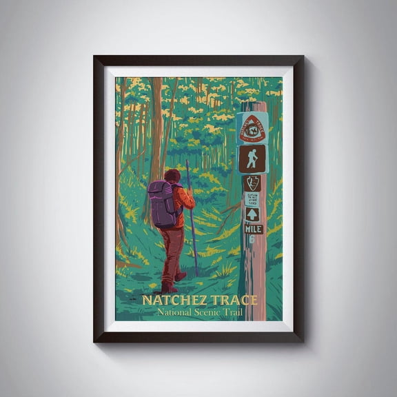 Natchez Trace National Scenic Trail Poster USA Hiking Trail National Park Print Backpacking Gift Thru Hike Gift Appalachian Trail Art