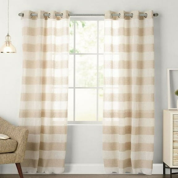 Natco Home Arlen Striped Grommet Single Curtain Panel