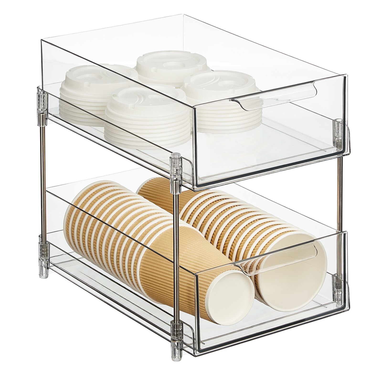 Nate Home by Nate Berkus 2Tier Sliding Drawer Organizers, Clear/Steel