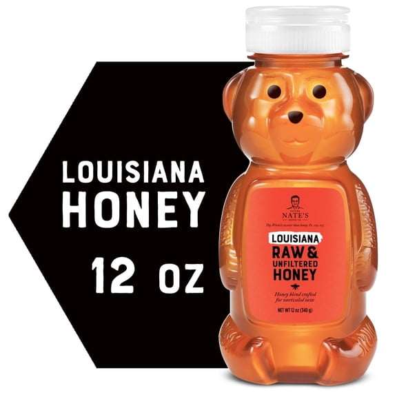 Nate's Louisiana Honey: 100% Pure, Raw and Unfiltered Honey - 12 fl oz Gluten-Free Honey