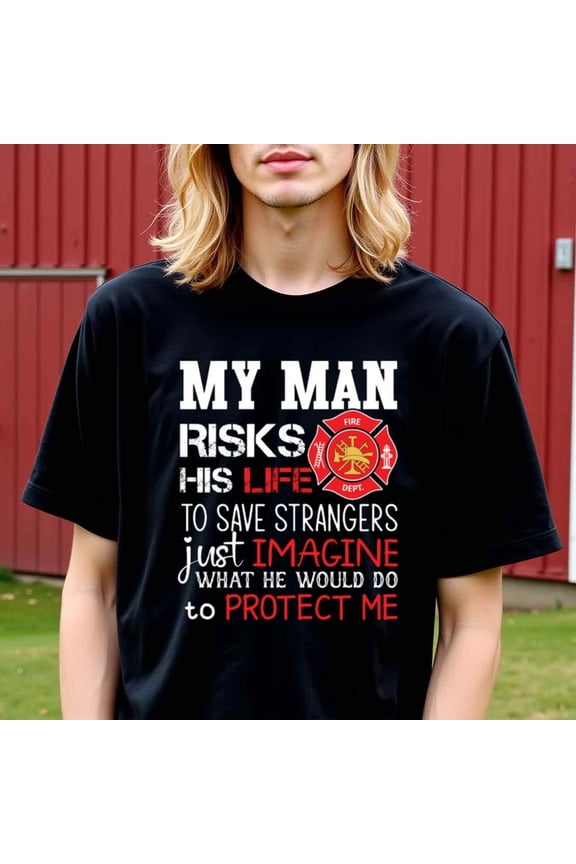 Natee Foodt Men's Firefighter Tribute T-Shirt - 100% Cotton Heavyweight Fire Dept Badge & Rescue Slogan Graphic Tee, Casual Streetwear Short Sleeve Round Neck Shirt for Firefighters, First Responder