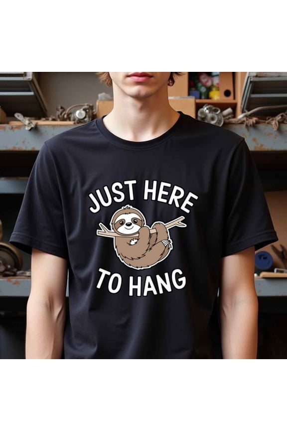 Natee Local Storage Plus Size Lazy Sloth Graphic T-Shirt, Just Here to Chill.