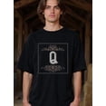 thumbnail image 1 of Greenink Natee Local Warehouse Permission Monogrammed Letter Q Black T-Shirt With Ornate Design, Black 100% Cotton Tee, Short Sleeve Crew Neck, Machine Washable Creative Printing Pattern, 1 of 7