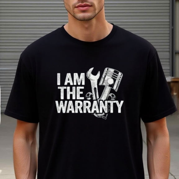 Natee Men'S Funny Mechanic'S Humor Thirt - I Am the Warranty Heavy Machinery Graphic Tee - 100% 180gsm Crewneck Shirt for Auto Shops, Garage Parties & Casual Streetwear - Mechanic Gift Idea - Regu