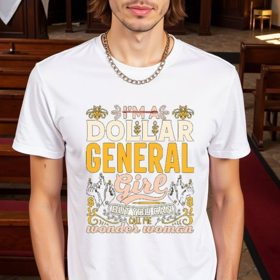 Natee Men'S Graphic T-Shirt - Dollar General Inspired Design - White with Bold Yellow & Orange Lettering - Soft Everyday Streetwear Tee - Regular Fit Casual Shirt for Parties, Outings & Casual Attir