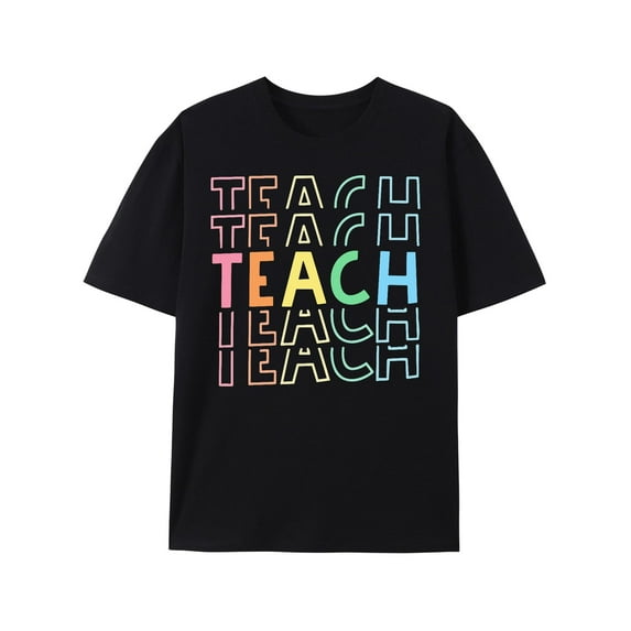 Greenink Natee Teacher Gifts Shirt Teach Them Happy First Day Back to School T-Shirt Graphic Humor Men Woen T Shirt